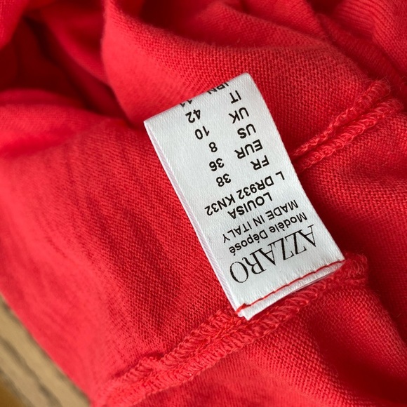 Red Azzaro Dress Fitted Crystals Ruched Plunging M - Picture 7 of 10